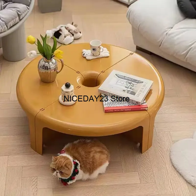 

Nordic Round Coffee Tables Plastic Living Room Floor Cute Coffee Tables Corner Modern Small Space Mesa Centro Household Items