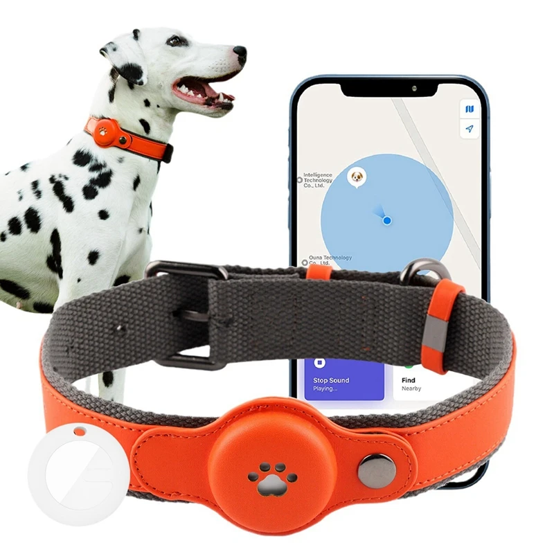IP67 Waterproof Tracker Collar For Dogs Location Pet Tracking Smart Collar Waterproof Only Works With For Apple Find My Brown