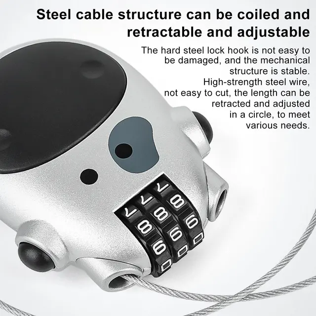 2 Lucchetti Per Casco Moto Con Codice A 4 Cifre | Cavo In Acciaio Retrattile | Per Bici, Passeggini E Attrezzatura Sportiva