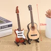 1/6 Dollhouse Miniature Wooden Electric Guitar With Stand Model Instrument Toy Gift For Children Kids 5