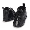 Spring and Autumn Newborn Black Shiny Leather High Top Walking Shoes for Leisure and Versatile First Step Walking Shoes 5
