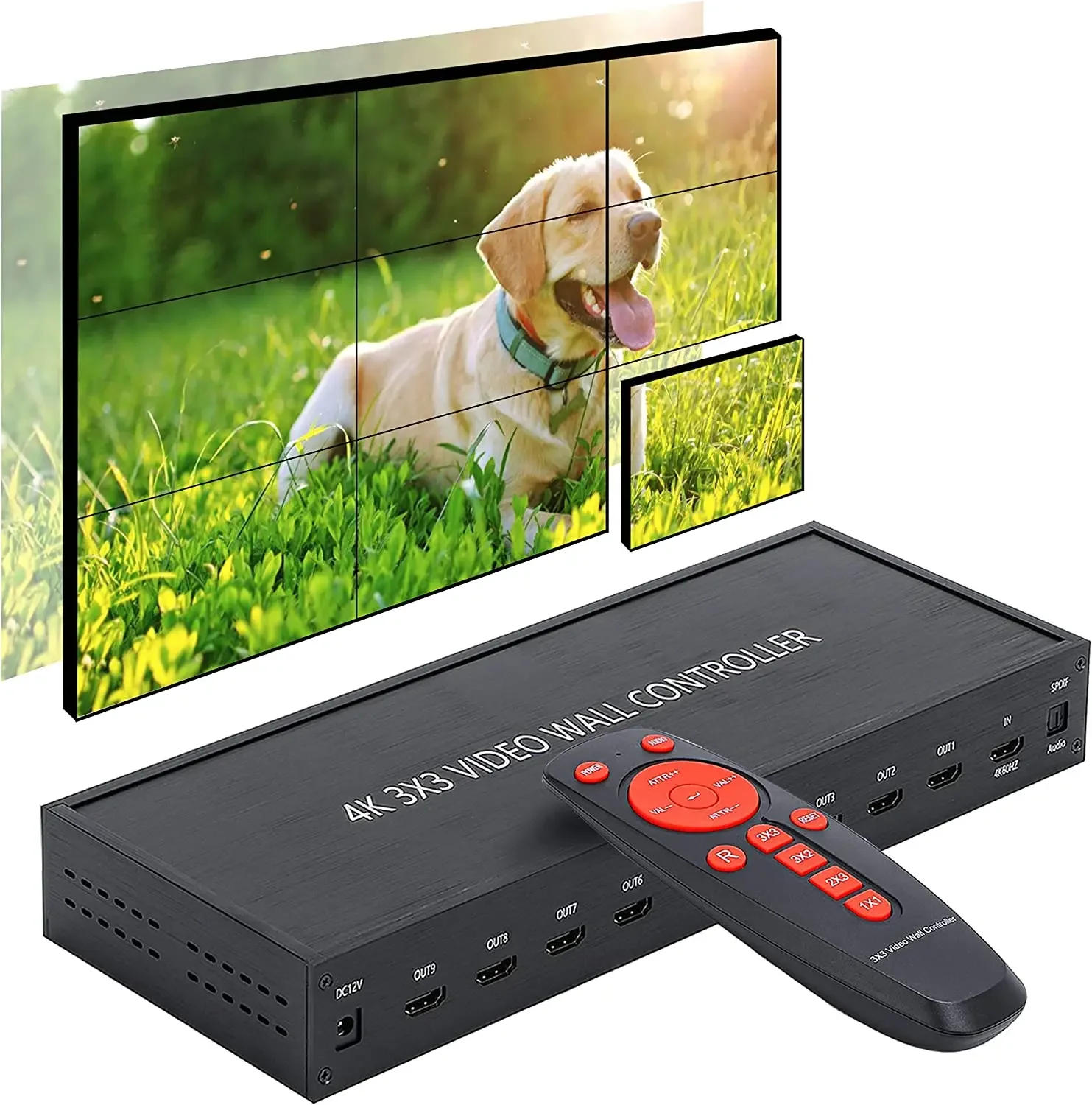 4K 3X3 Hdmi Video Wall Controller Multi Screen Splicer Video Wall Processor 1X2 1X3 1X4 2X2 2X3 9 Tv Splicing Box Mirroring Flip