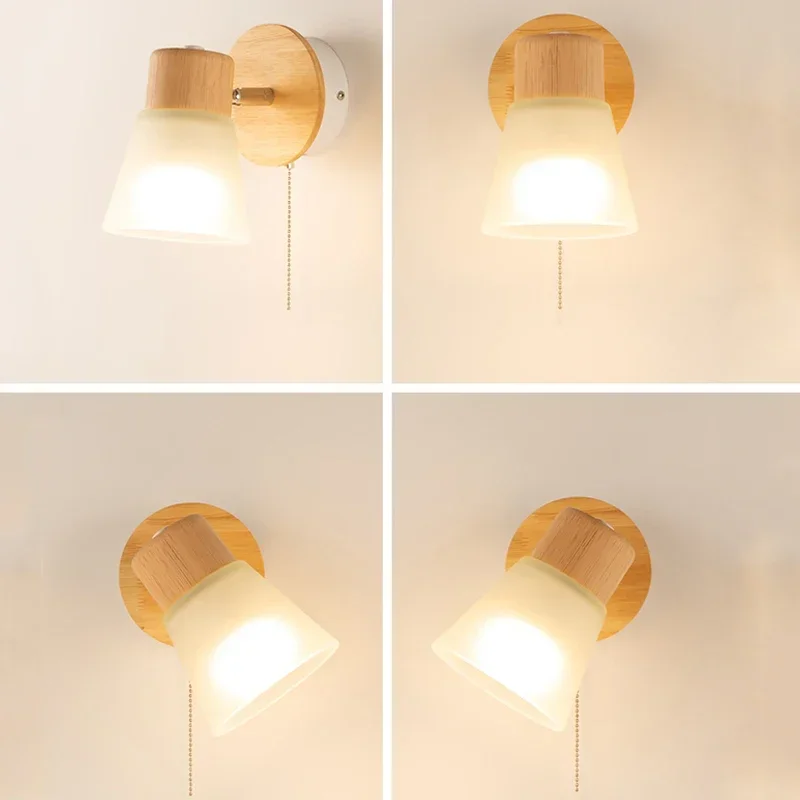 

Nordic glass wall lamp with switch LED lampshade for indoor lighting suitable for bedroom bedside living roomand home decoration