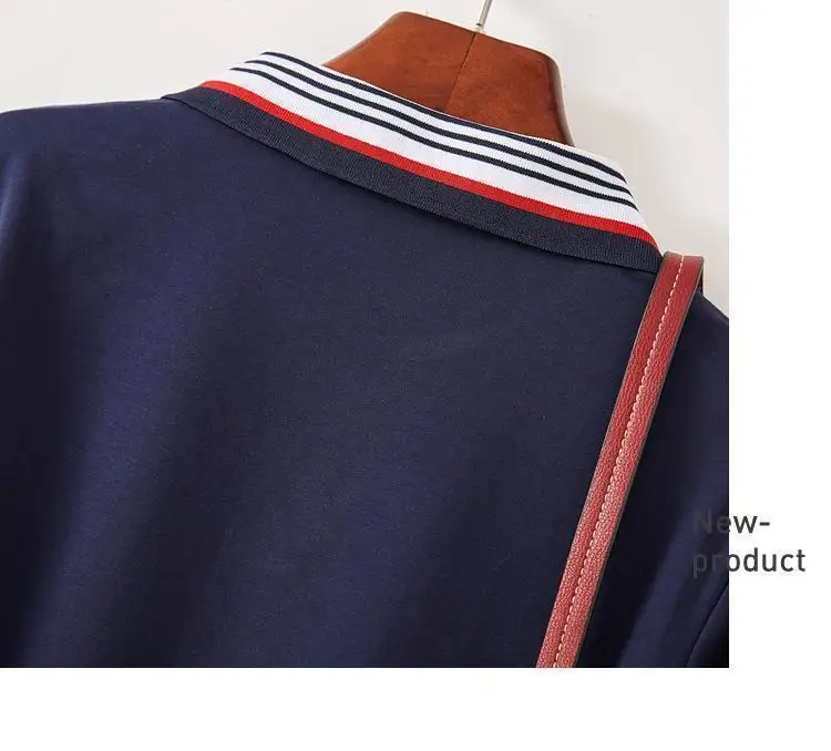 Summer Temperament Leisure Versatile Sports Dress Polo Collar Contrast Color Slim Long Skirt Women