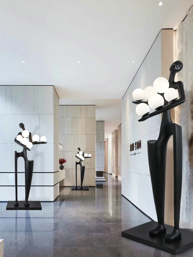 Welcome figure sculpture light luxury floor lamp furniture Hotel lobby exhibition hall abstract art humanoid floor decoration