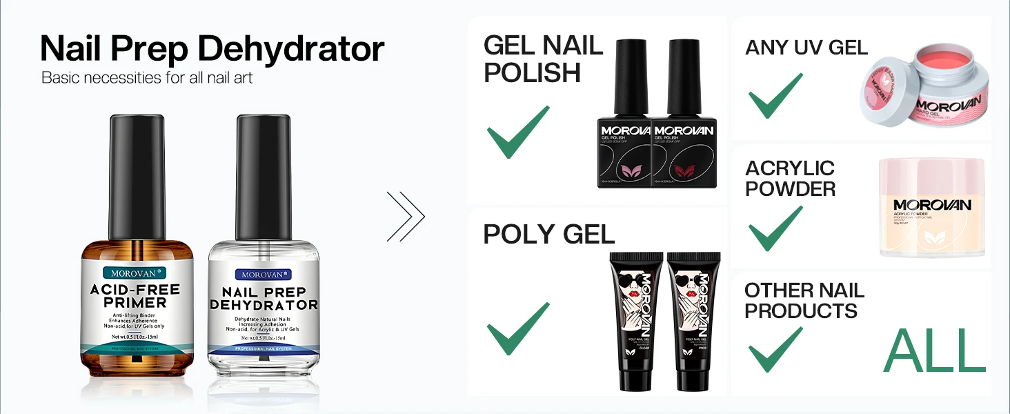 Description Picture 4 of itemProfessional Natural Nail Prep Dehydrator and Nail Acid-Free Primer Set,  Fast Air Dry For Gel Polish & Acrylic Powder 0.5oz