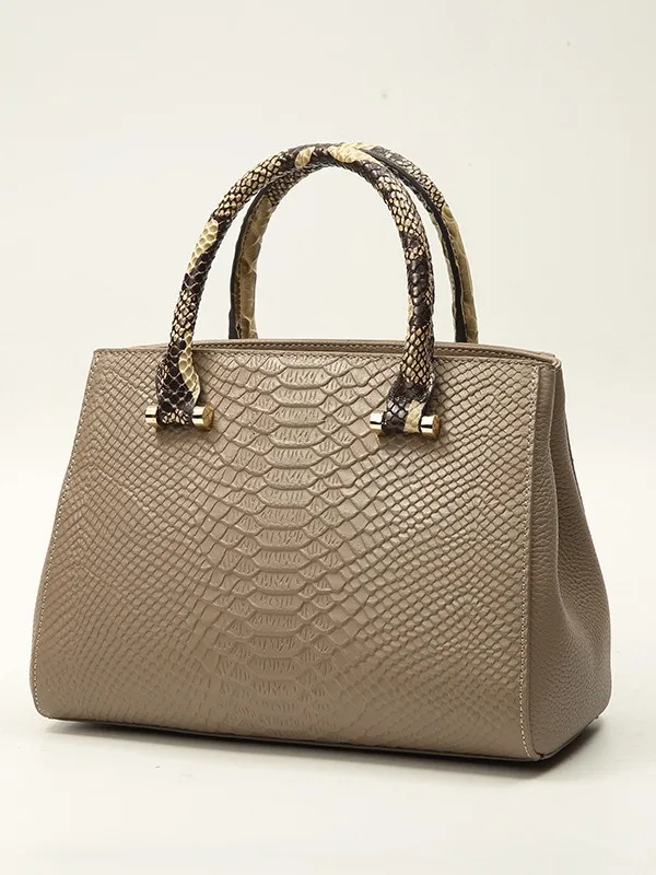 Leather Shoulder Single Genuine Bag Handbags For Women Snake Pattern Fashionable Casual High-Quality Messenger Versatile Luxury
