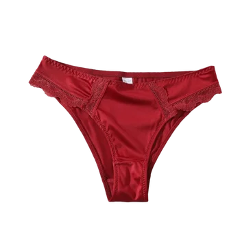 Comodi Slip da Donna a Vita Bassa, Lingerie in Pizzo, Mutandine Triangolari Senza Cuciture in Stile Francese, Slip in Raso di Seta