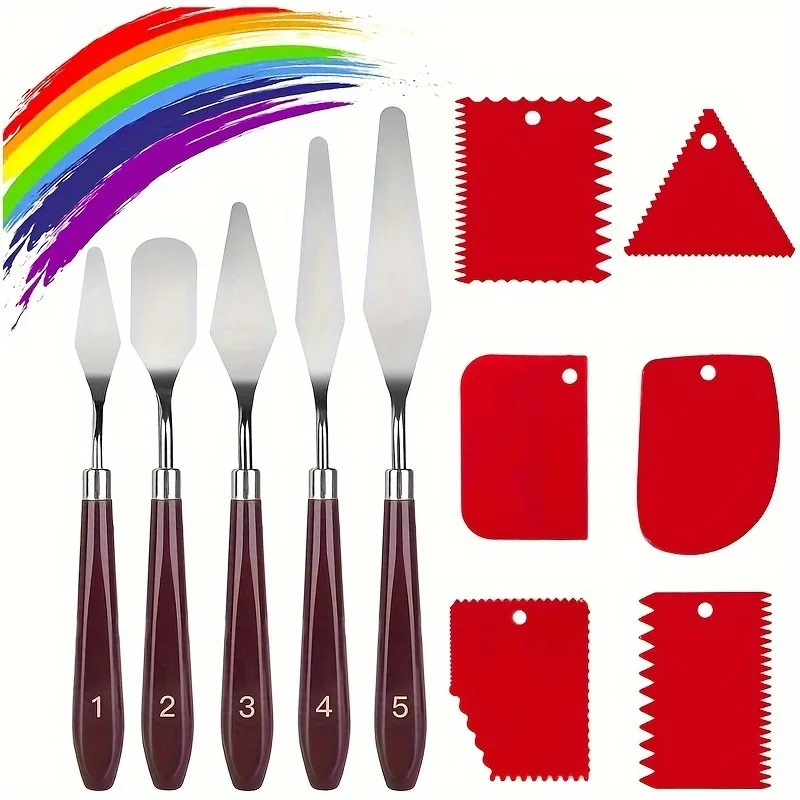 11pcs Professional Stainless Steel Palette Knife Set For Acrylic, Oil, Watercolor & Rock Painting 5