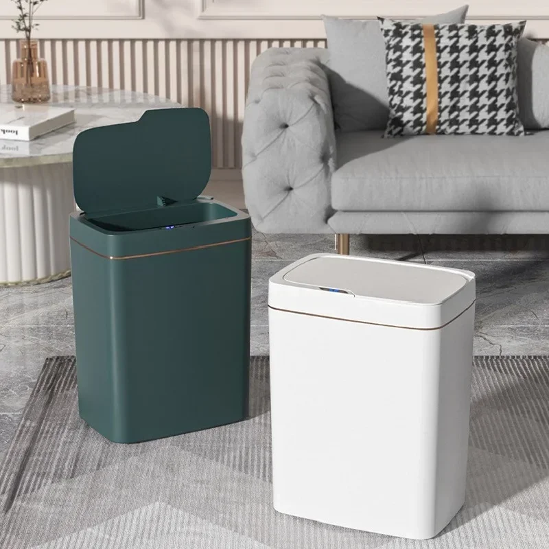 

Automatic Smart White Touchless Bin Bagging Can Garbage Home Sensor Electronic Bathroom Trash Narrow