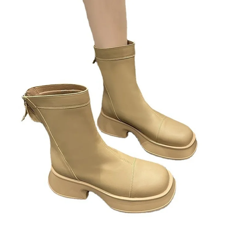 Thick-soled Boots Women British Style Spring and Autumn Single Boots 2022 Fashion New Wild Comfortable Short Boots Women