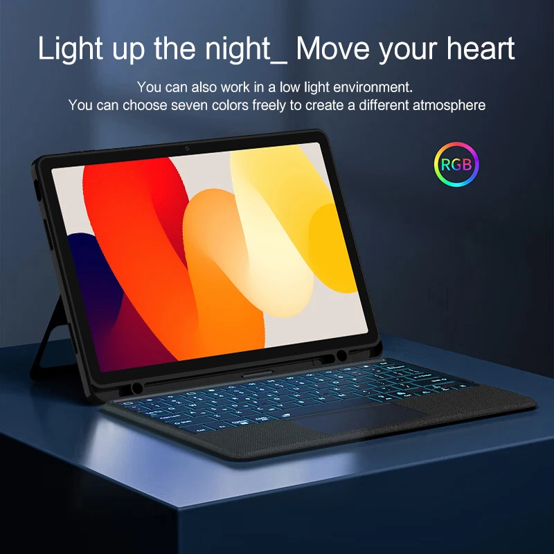 Capa Destacável para Teclado sem Fio Capa para Tablet Touchpad Retroiluminado Suporte para Caneta s Xiaomi Redmi Pad se 11 2023 - Imagem 6