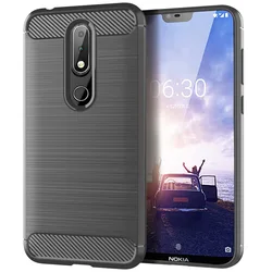 Cover posteriore in fibra di carbonio premium anti-graffio e shockproof per Nokia - Custodia in silicone