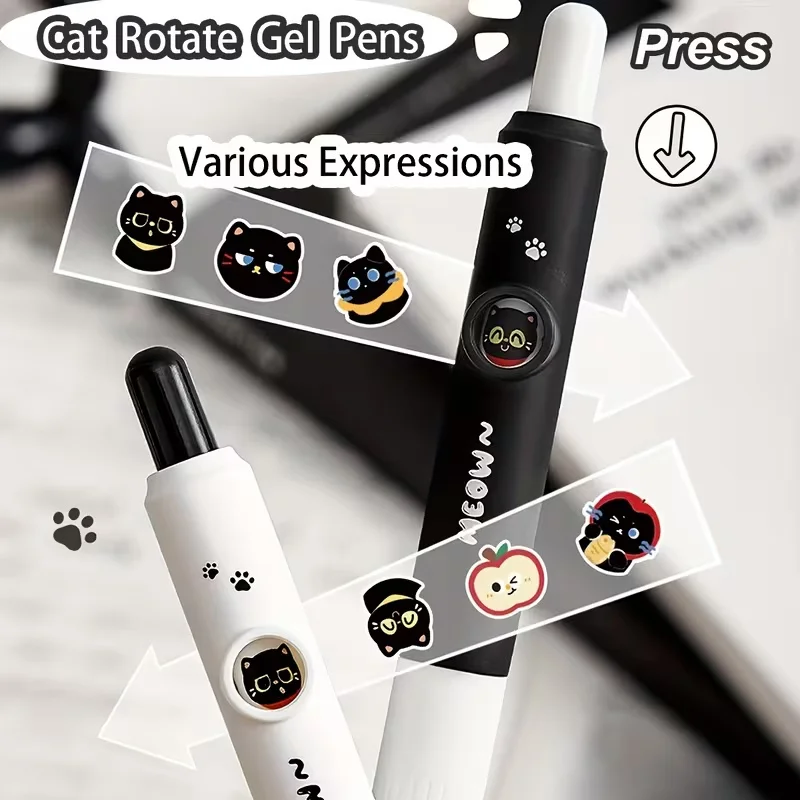 4pcs Kawaii Cat Pens Paw 0.5mm Quick-Dry Black Ink-Smooth Writing Retractable Pens School Journaling Birthday Christmas Gift ﻿ - 4