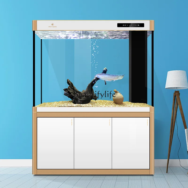 

Glass Bottom Filter Fish Tank Living Room Large and Medium-Sized Ecological Ultra-White Glass Aquarium