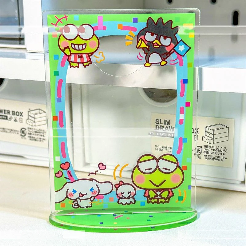 Kawaii Sanrioed Keroppi Badtz Maru My Melody Cute Cartoon Student Photo Frame Girl Stand Up Sign Anime Periferiche Regalo Di Compleanno