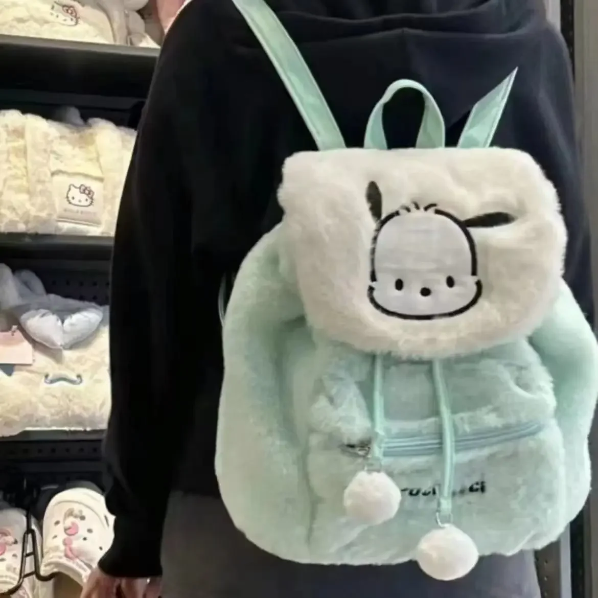 

Новый кавайный плюшевый рюкзак Sanrio на осень и зиму Hello Kitty Kuromi понравико школьный рюкзак Осень-Зима плюшевая сумка в подарок