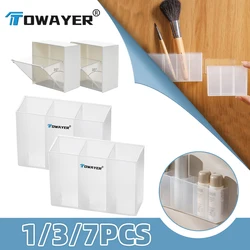 Towayer-caja de almacenamiento de objetos pequeños autoadhesiva, organizador montado en la pared, lápiz de cejas, cosméticos, 3 rejillas