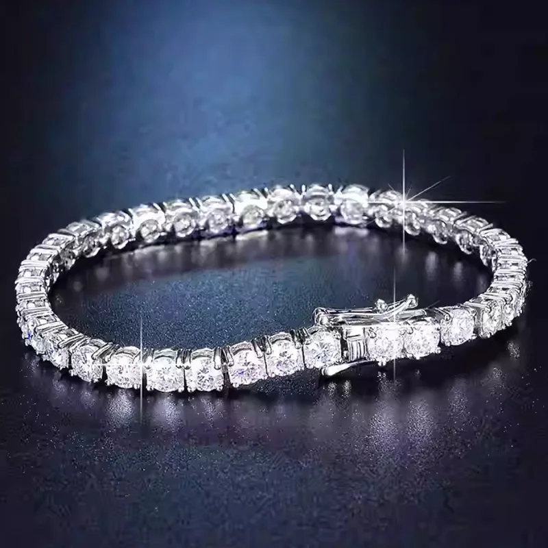 D VVS1 Moissanite 100% 테니스 목걸이 (GRA 인증서 포함) 남성 여성용 스파클링 웨딩 쥬얼리 선물