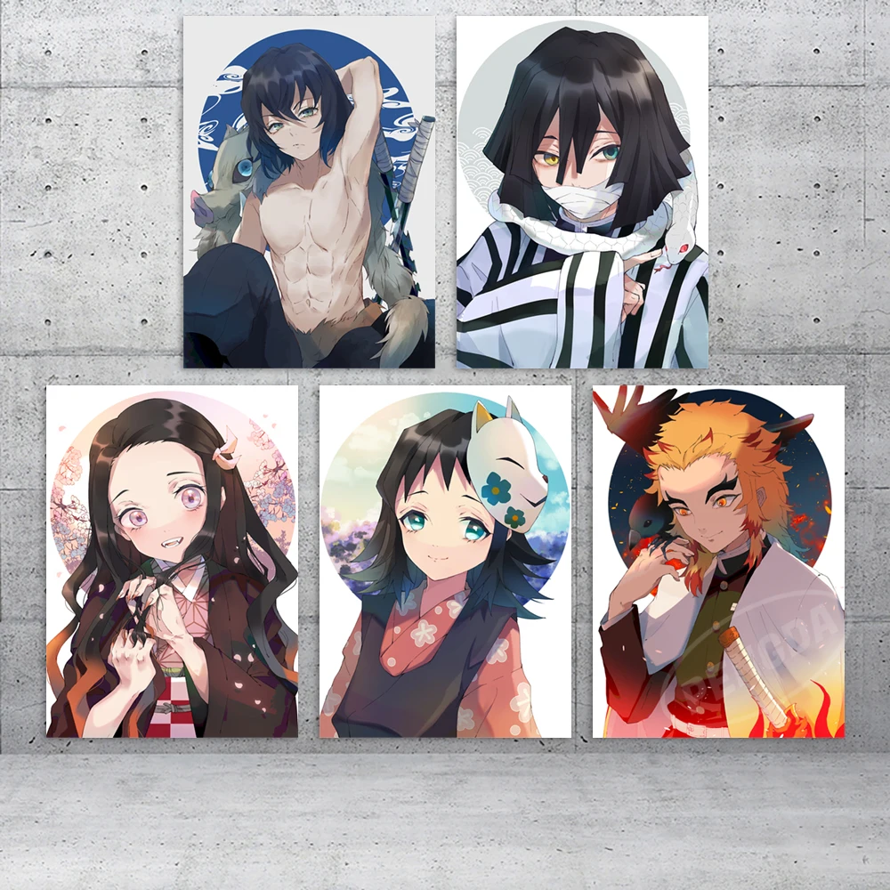 

Canvas Paintings Demon Slayer Wall Art Iguro Obanai Home Decor Sabito Poster HD Makomo Prints Anime Modular Pictures Living Room