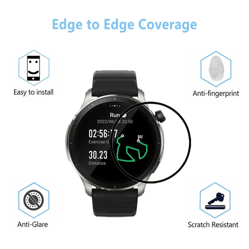 Quanen Pellicola Protettiva Per Amazfit GTR 4 - 4 Pezzi, Copertura Completa 3D, Anti Graffio, Anti-impronte
