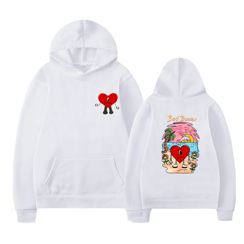 Bad Bunny UN VERANO SIN TI Pattern Double Sided Printed Hoodies Men Women Winter Sweatshirts Unisex Pullover Streetwear Coats for customized hoodies men hoodie