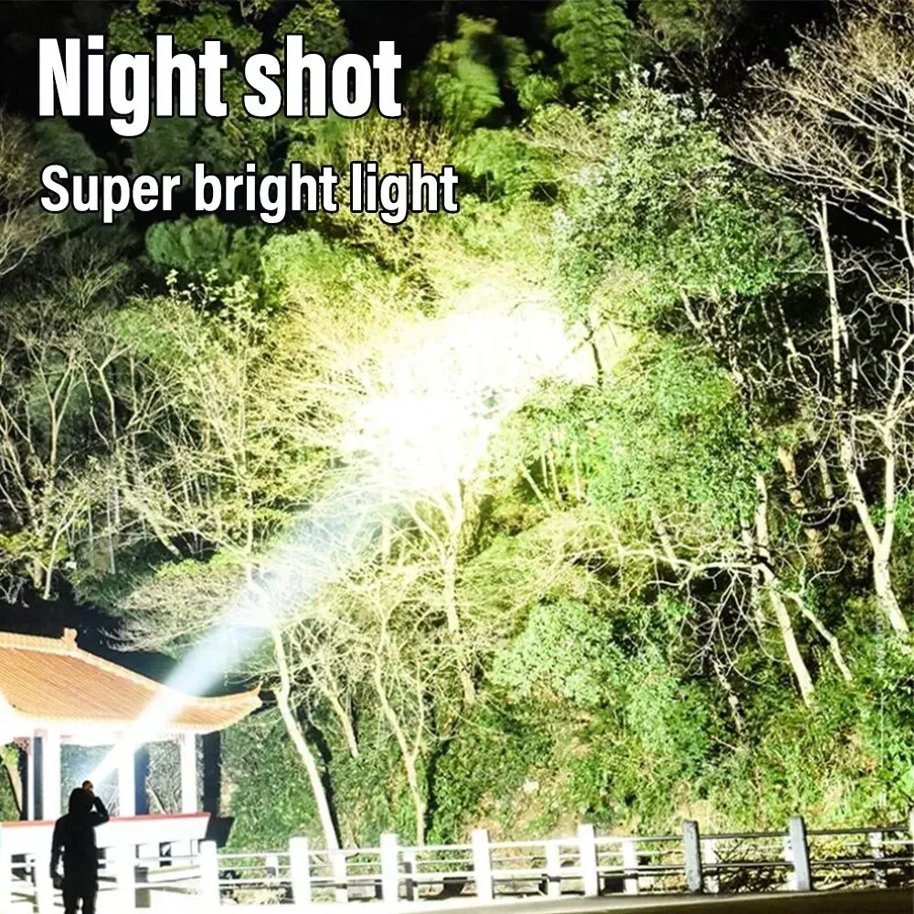 High Power Led Flashlights Camping Torch Work Light Solar Charge 4 Gear USB Rechargeable Light Waterproof for Outdoor