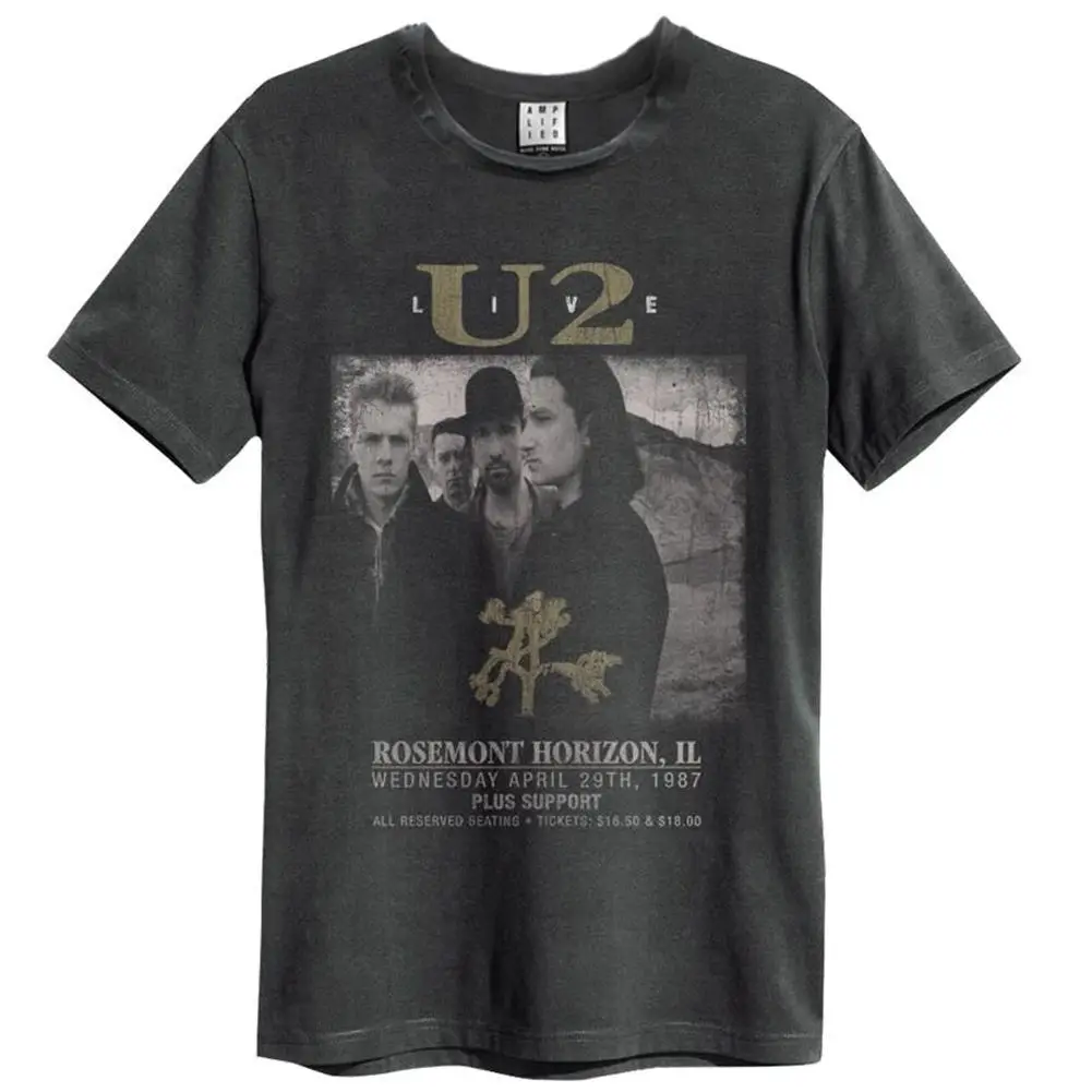 T-Shirt U2 Amplificata Live Unisex Cotton Charcoal Tee