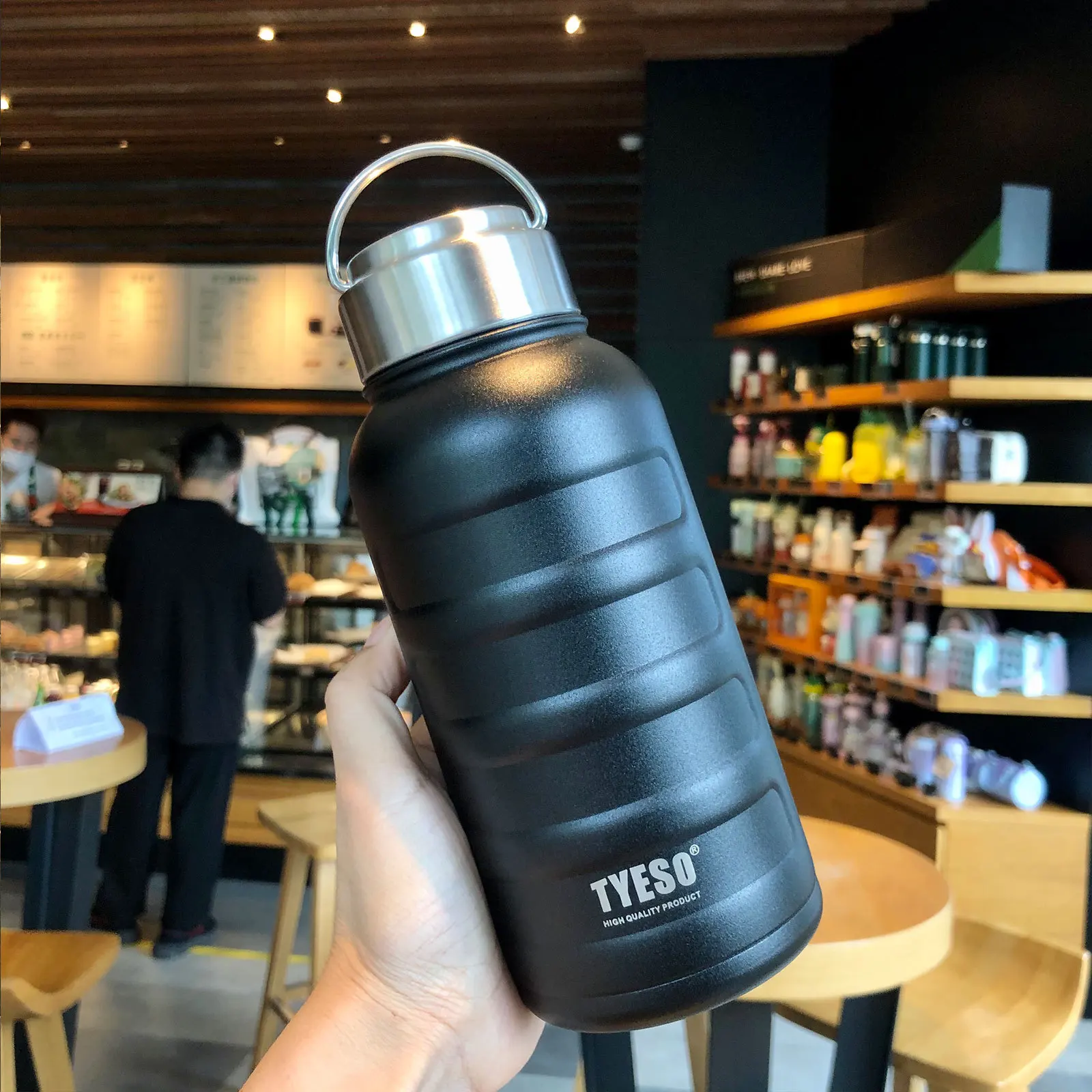 750/1000ML TYESO Water Bottle Double Wall Insulated Stainless Steel Thermos With Handle Lid Copo Termico Botella De Agua Termo