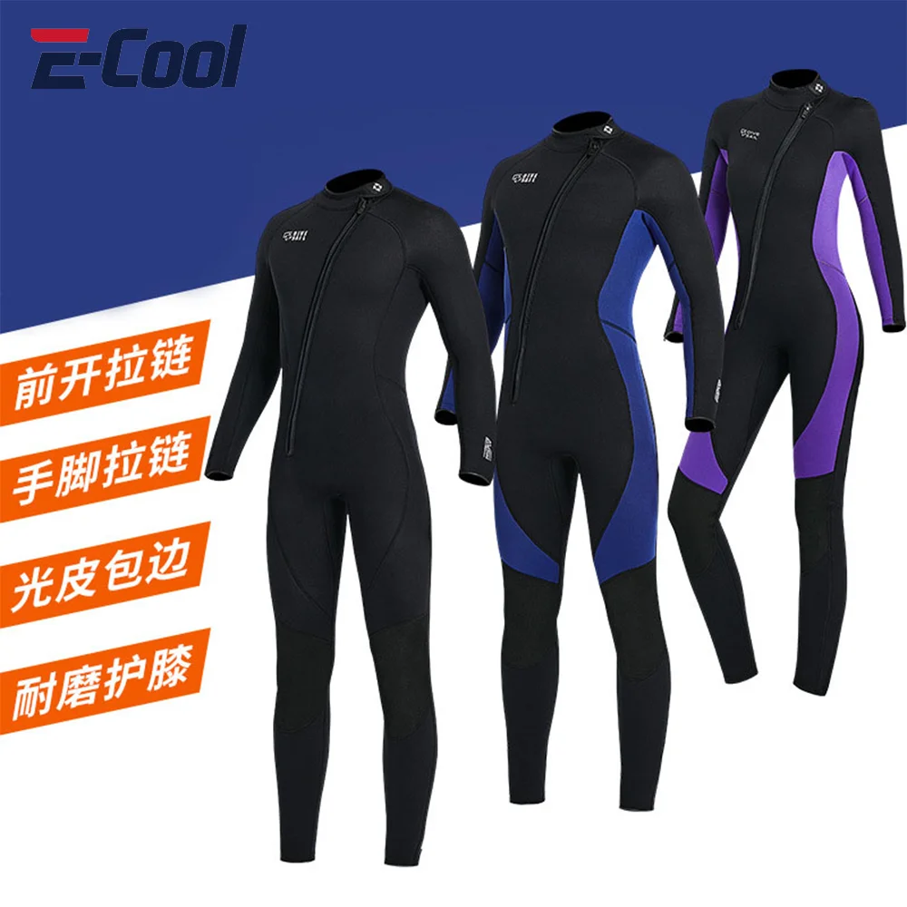 

3MM Neoprene Wetsuit Men's Women's Long Diving Suit Warm Fleece Lining Outdoor Swimming Kayaking Surfing Drifting Wetsuit XS-3XL