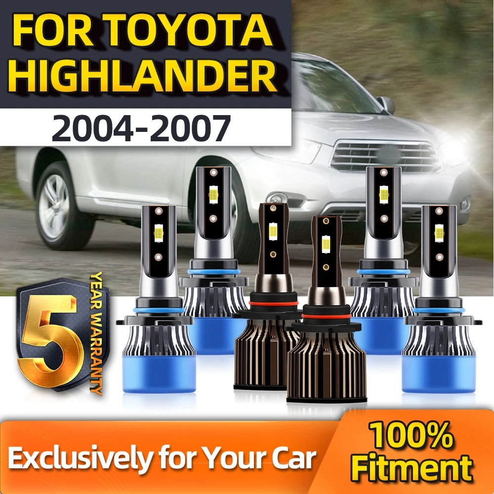 

TEENRAM For Toyota Highlander 110W 12V Bulb Headlight Combo 9006 9005 High Low Beam Fog Lights 9006 2004 2005 2006 2007