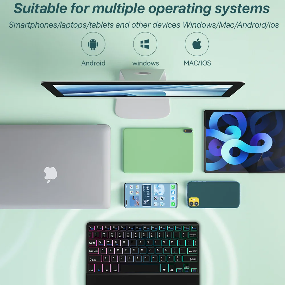 Bluetooth Backlit Keyboard With Touchpad for iPad Pro Mini Air Mate Pad Cell Phone Devices bluetooth keyboard case