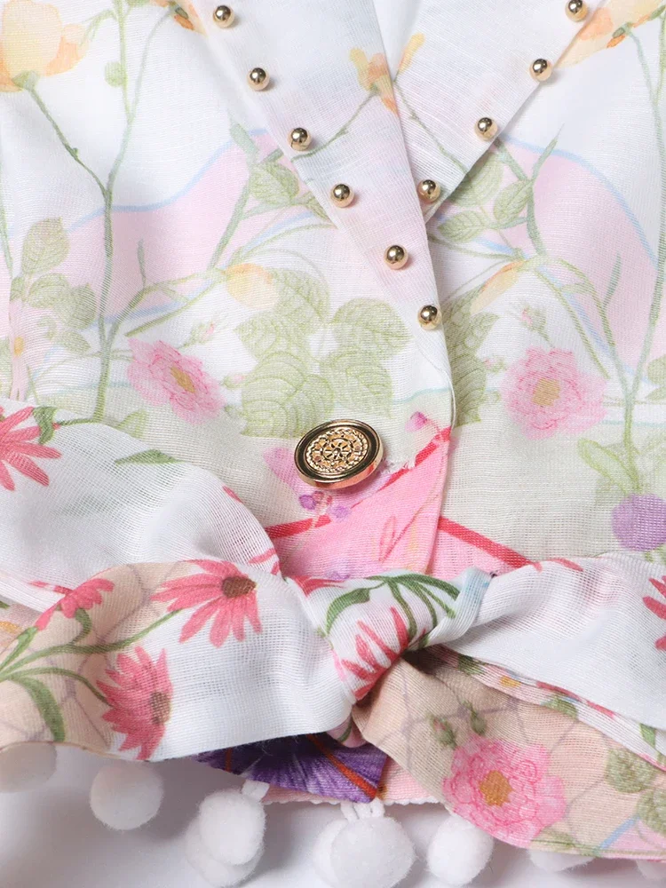 Colorful Lock Printing Two Piece Set For Women V-neck Light Top Waist A-line Skirt Casual Set Female Spring 2024 New 3WM491