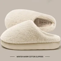 Winter Women's Faux Fur Warm Slippers-Plush Toe-Cover Slip-Resistant Cotton House Shoes,Soft Cozy Indoor Slides with Thick Sole - Image 2