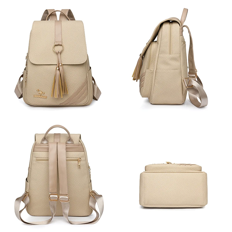 Zaino da donna di tendenza della moda 2025 Zaino da donna in morbida pelle di grande capacità Borsa a tracolla impermeabile Borsa di design famoso - immagine 3