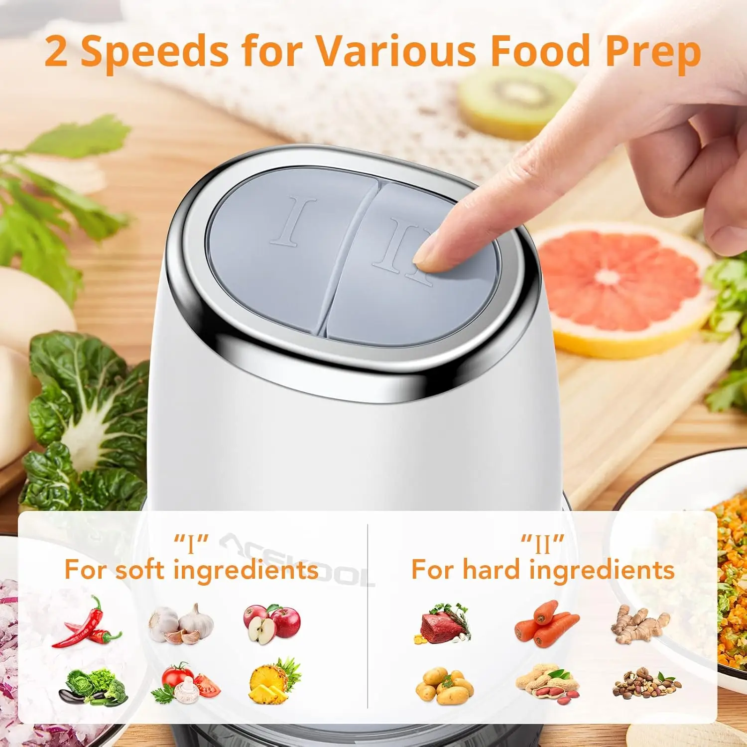 Mini Food Processor with 2.5 Cup Glass Bowl Small Electric Food Chopper for Vegetable Meat Fruit Puree,2 Speed With Sharp Blades 5