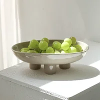 Modern Minimalist Creative Hand Crafted Ceramic Three High Legged Fruit Tray for Home Living Room Tabletop Fruit Candy Tray 2