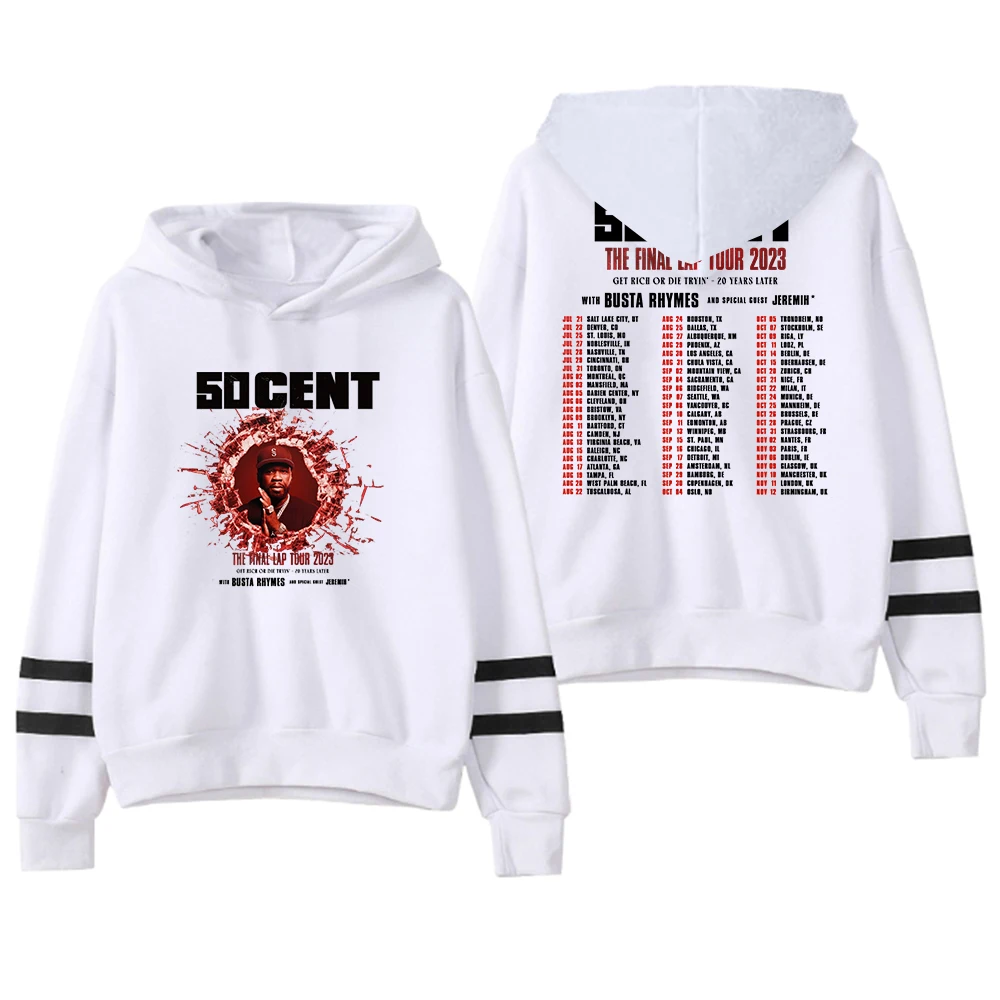50 Cent The Final Lap Tour Hoodie Pocketless Parallel Bars Sleeve Streetwear Men Women Sweatshirt 2023 World Tour Clothes