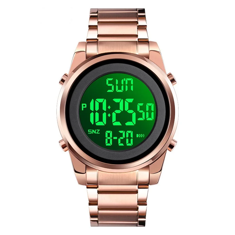 Fashion Luxury Men Led Digital Wristwatch Stainless Steel Band Waterproof Multifunction Electronic Watches