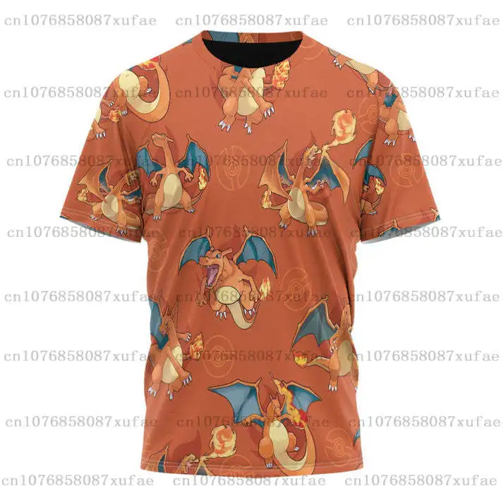

Pokemon Pikachu Men's and Women's Dragon 3D T-shirts Sports and Leisure Children's Short Sleeves T-shirts