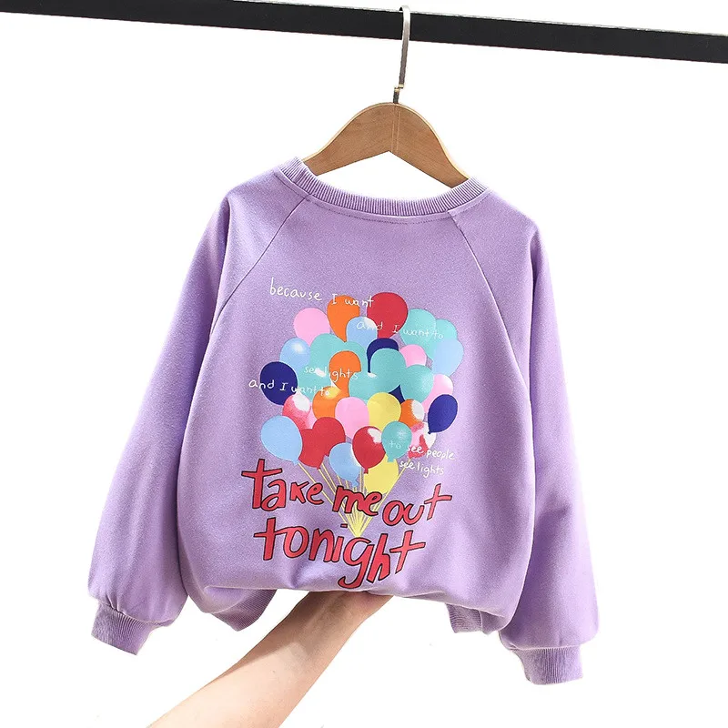

2022 New Spring Girls Crew-Neck Sweatshirts Print Design Kids Long Sleeve Hoodie For Children's Age 4-14 T T-Shirt LC395
