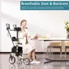 Upright Walker, Stand Up Folding Rollator Walker with  Front Wheels Backrest Seat and Padded Armrests(Champagne) 3