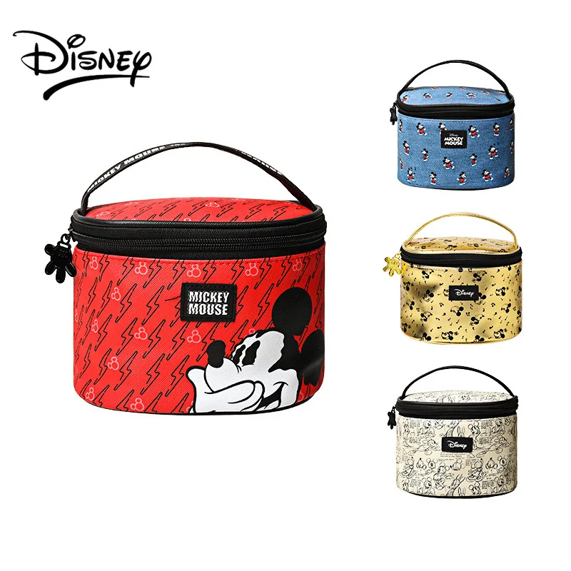 

Disney waterproof Pu portable bucket makeup bag cartoon cute large capacity high appearance storage wash bag Mickey Minnie