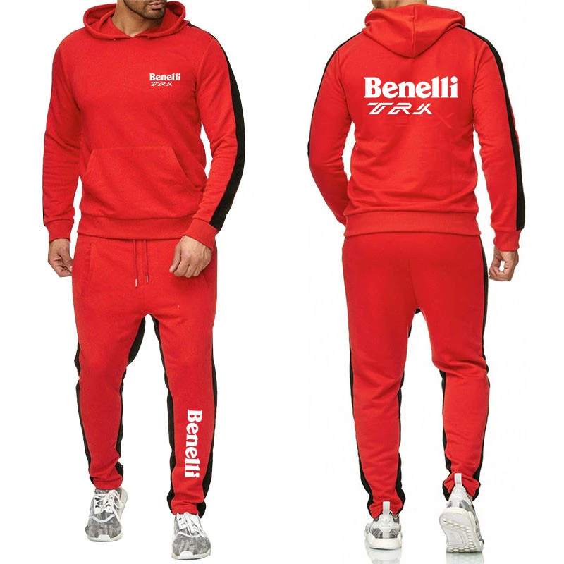 Benelli TRK 502X Printing Fashion 2023 New Man's Spring Autumn Solid Cotton Pullover Leisure Tracksuit Sweatpants 2-Piece Set