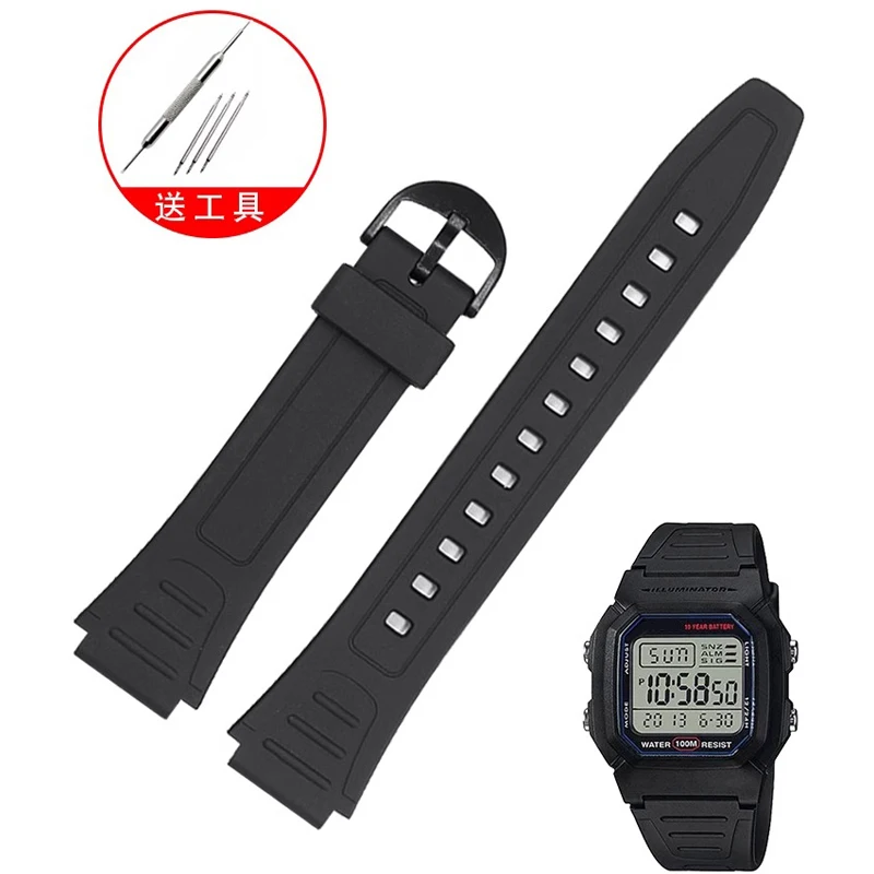 

New Watch Bracelet For Casio G-Shock Strap W-800H W-217H AQ-S800W Resin Rubber Convex Joint watch accessories band 18mm