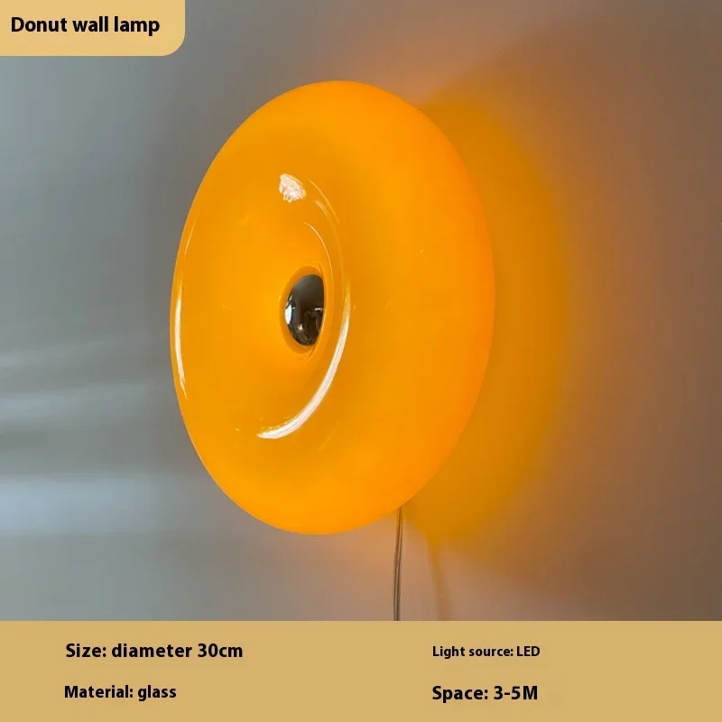 Glass Wall Lamp Orange White Light USB Plug For Living Room Bedroom Hallway Study Table Indoor Ambient LED Lighting Touch Switch