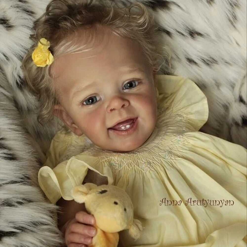 

60CM Already Painted Finished Doll Reborn Baby Girl Yannik Toddler Alive 3D Skin Visible Veins Hand Rooted Hair