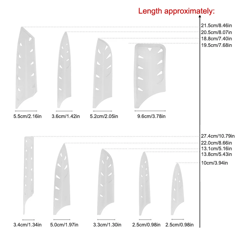 1PCS 3.5/5/7/8 Inch Kitchen Knife Sheath Black White Plastic Knife Covers Blade Protector Cover Edge Guards Case