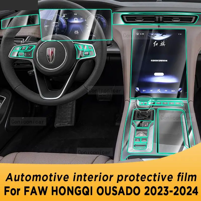 

For FAW HONGQI OUSADO 2023 2024 Gearbox Panel Navigation Screen Automotive Interior TPU Protective Film Cover Anti-Scratch