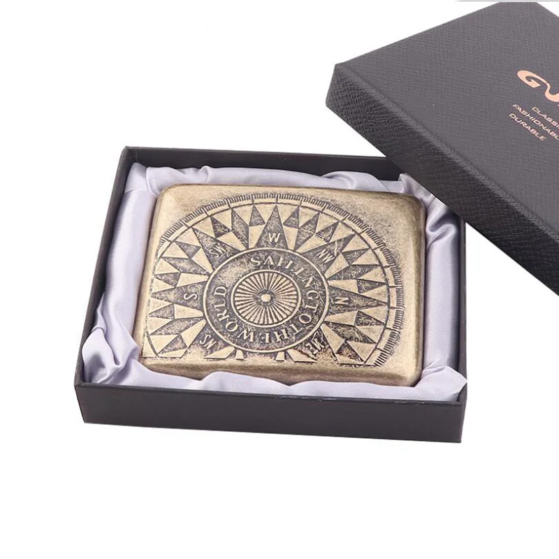 Elegant Vintage Metal Cigarette Case with Gift Box - Pocket Storage